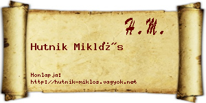 Hutnik Miklós névjegykártya